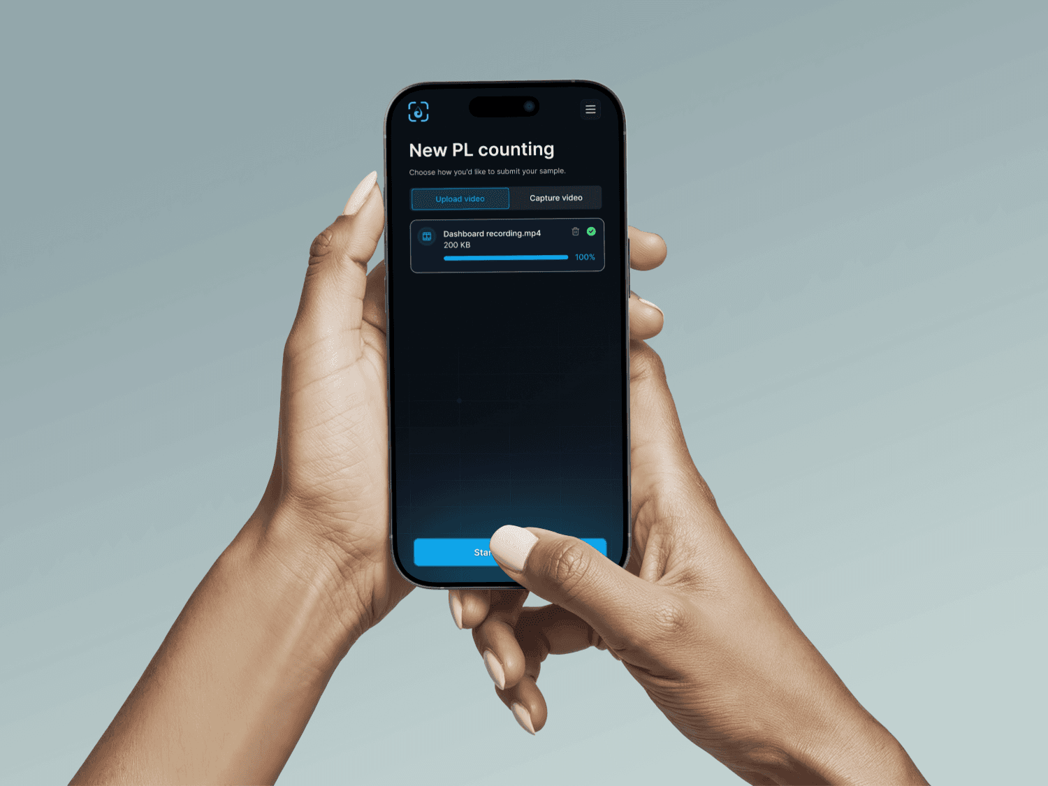 AquaVision product screenshot showing PL counting on a mobile phone